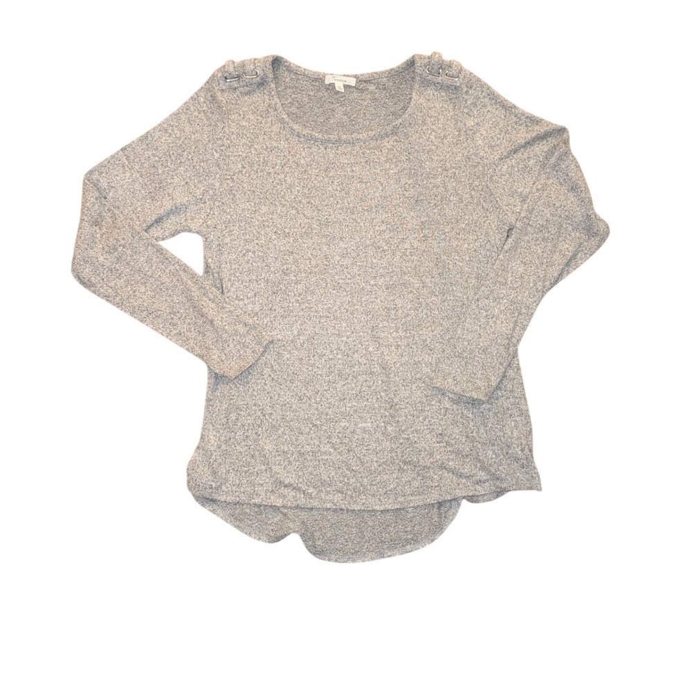 89th + Madison‎ Sweater Womens M Grey Long Sleeve Shoulder Hardware Knit Top